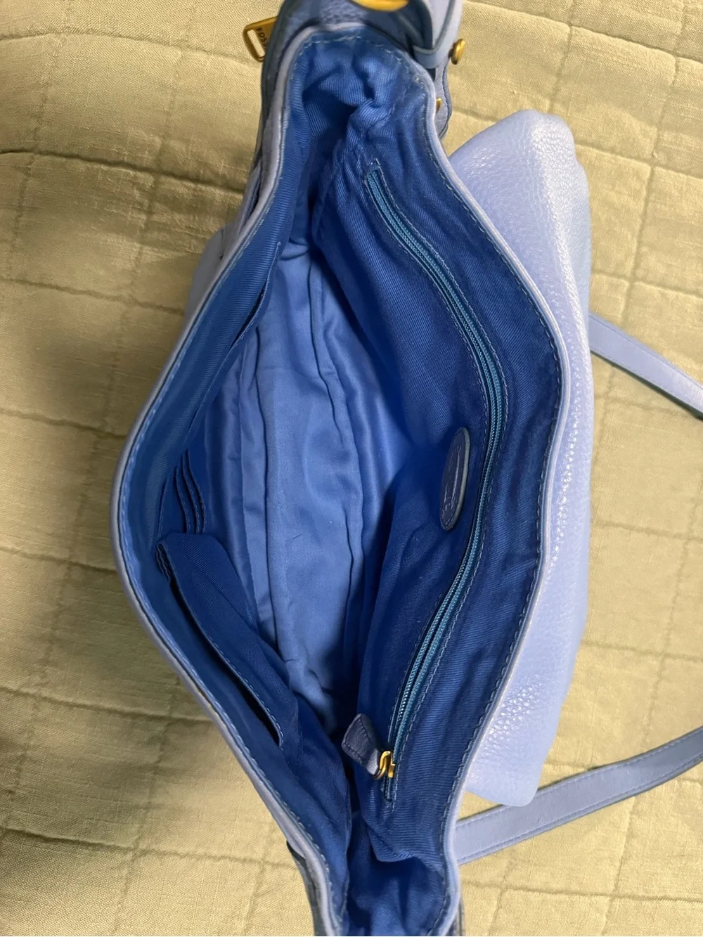 Fossil Light Blue Leather Crossbody